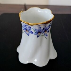 Racine Bavaria Germany Porcelain Vase Handpainted Flowers Gold SIGNED